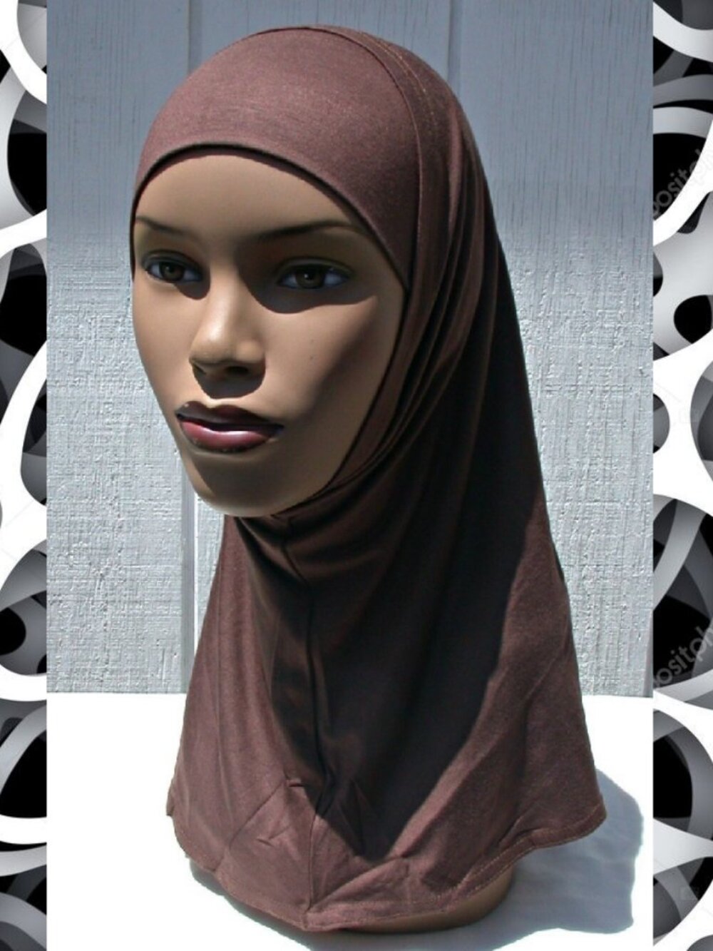 Brown 2 pc Cotton Hijab Amira Women's Islamic Headcover Underscarf